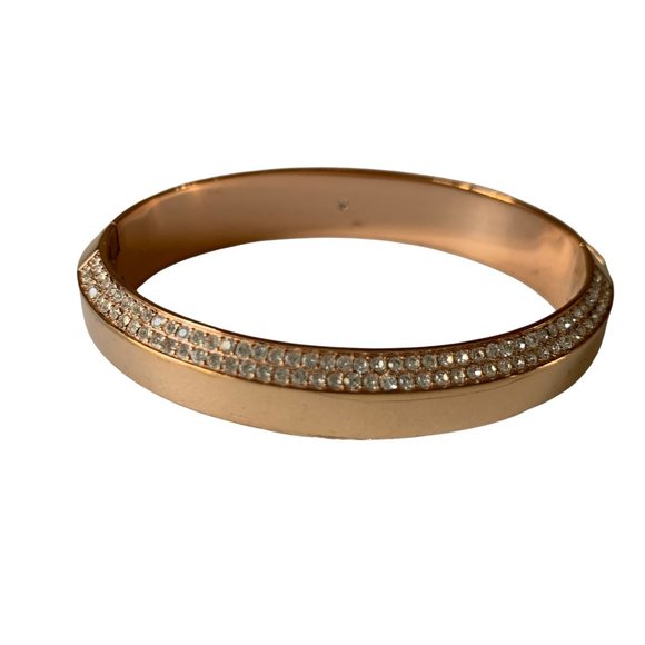 Michael Kors Brilliance Pave Logo Plaque Hinged Bangle Bracelet - Picture 7 of 11